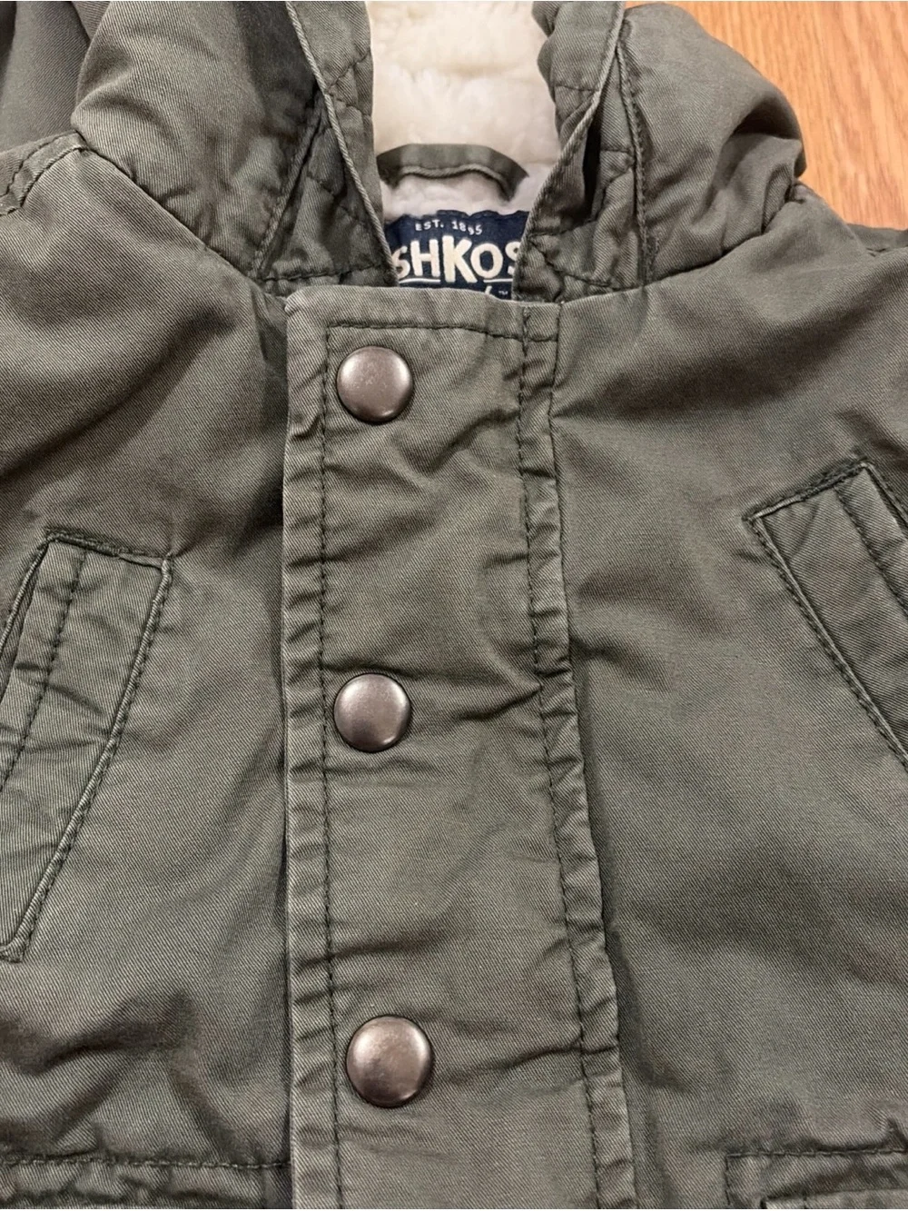 OshKosh B'gosh Olive Sherpa fleece lined Hooded coat